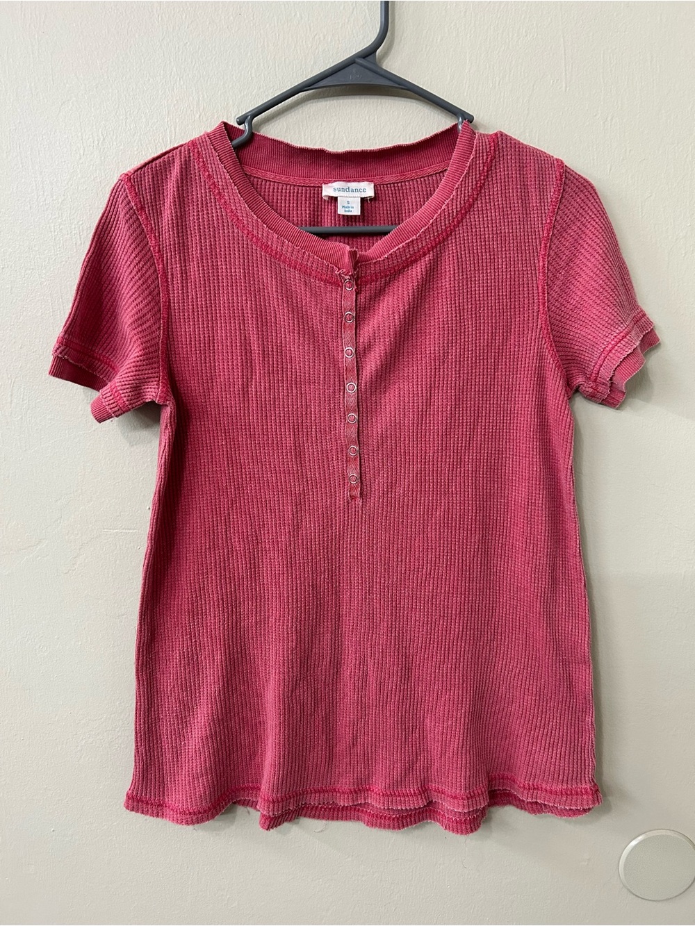 Sundance Short-Sleeve Henley Tee Sz S